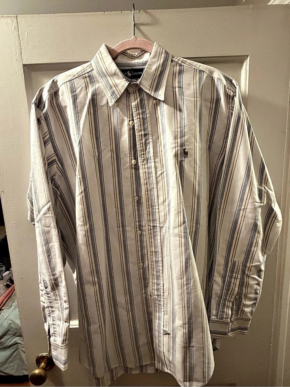 Ralph Lauren Yarmouth Striped Cotton Button Down Size XL